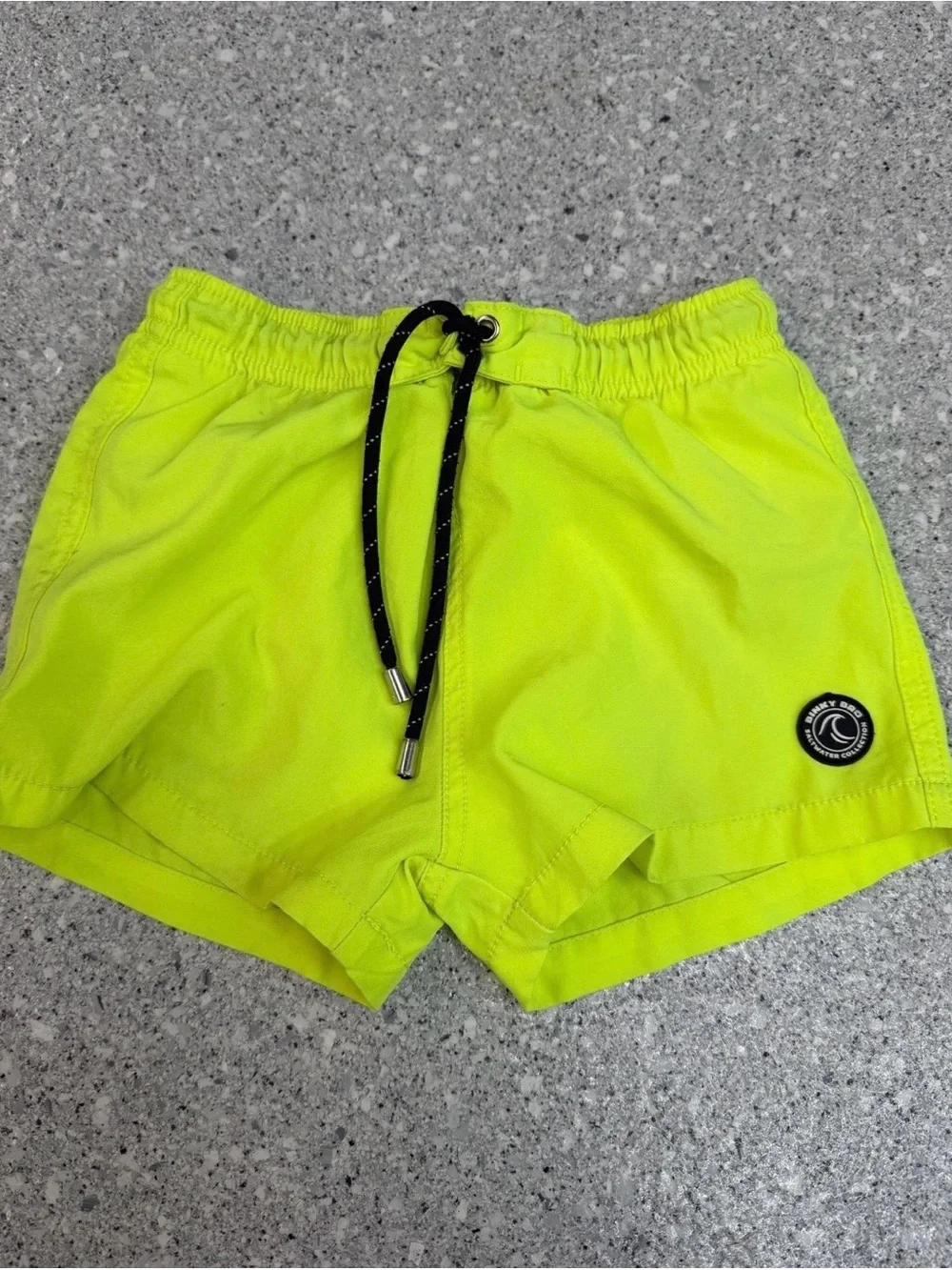 Neon Yellow Kids' Swim Trunks with Drawstring Waist